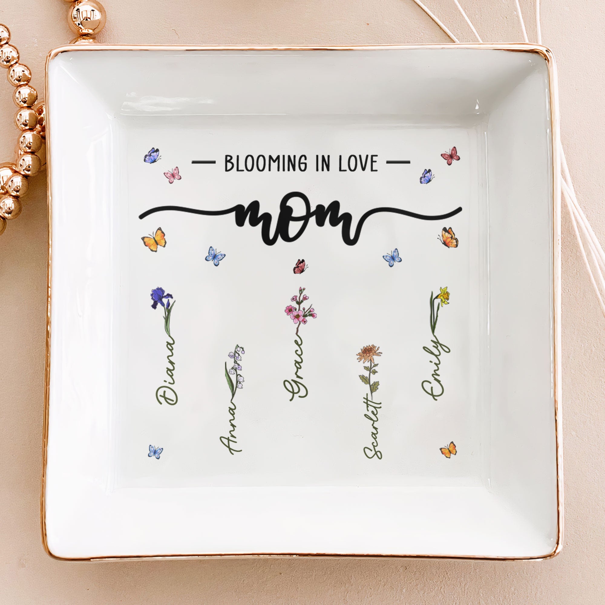 Blooming In Love Mom’s Garden – Personalized Jewelry Dish