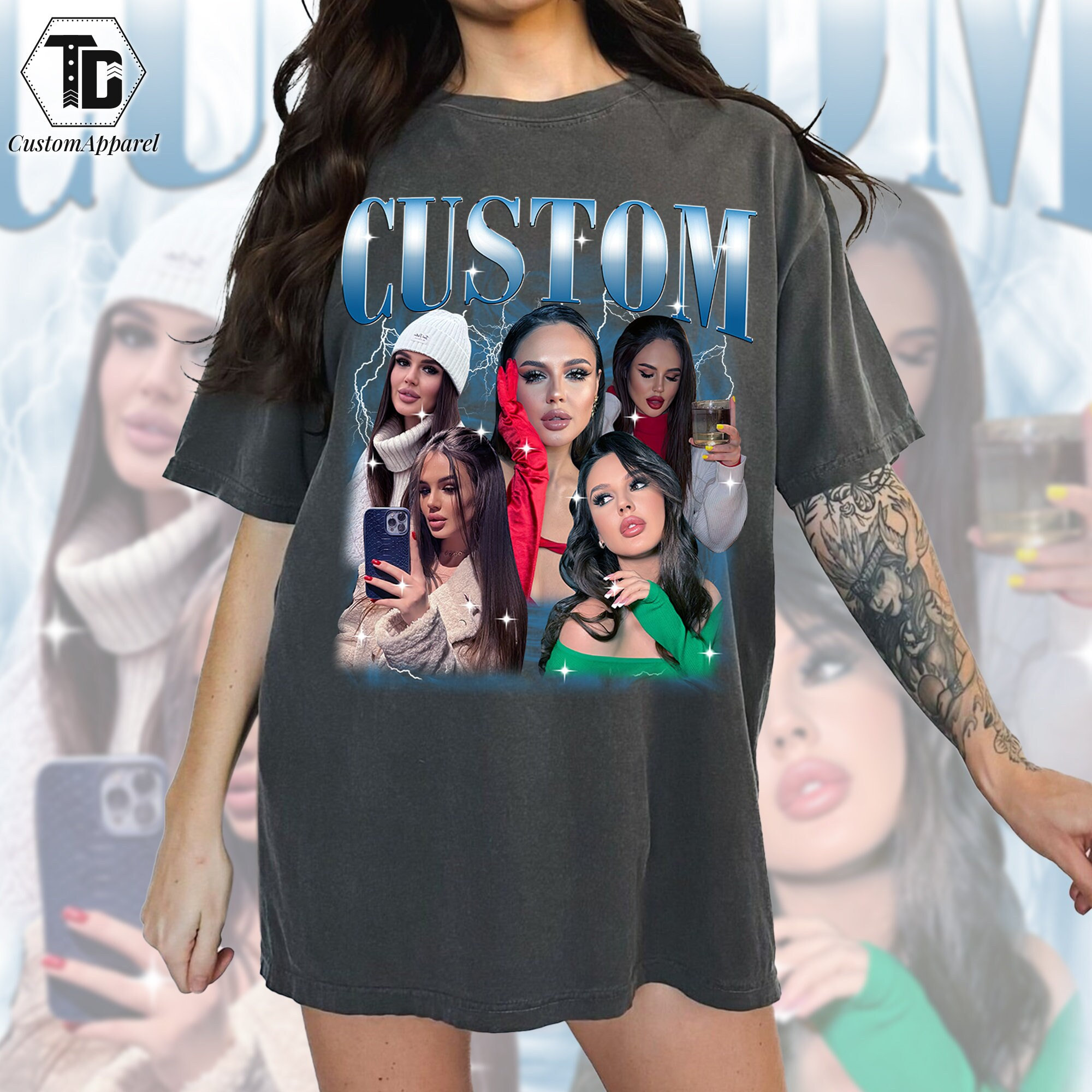 Comfort Color Custom Your Own Images Shirt, Graphic Shirt With Girlfriend Face, Custom Photo Vintage T Shirt, Change Your Design Here Shirt