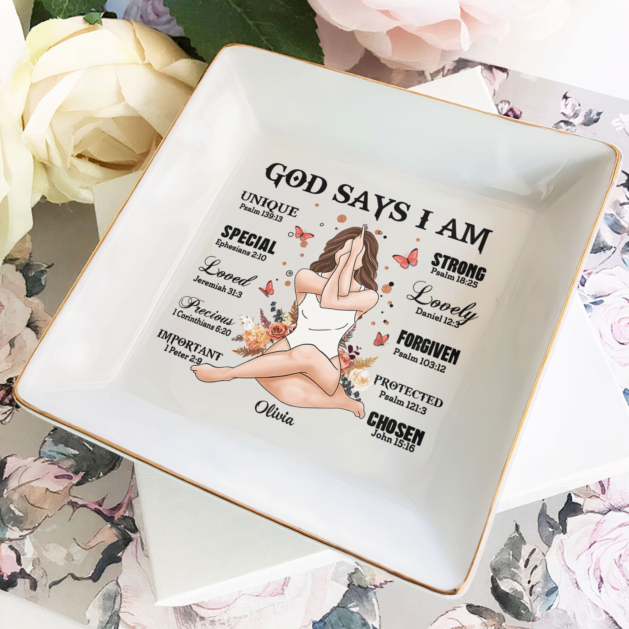 Daily Affirmation God Says I Am – Personalized Jewelry Dish