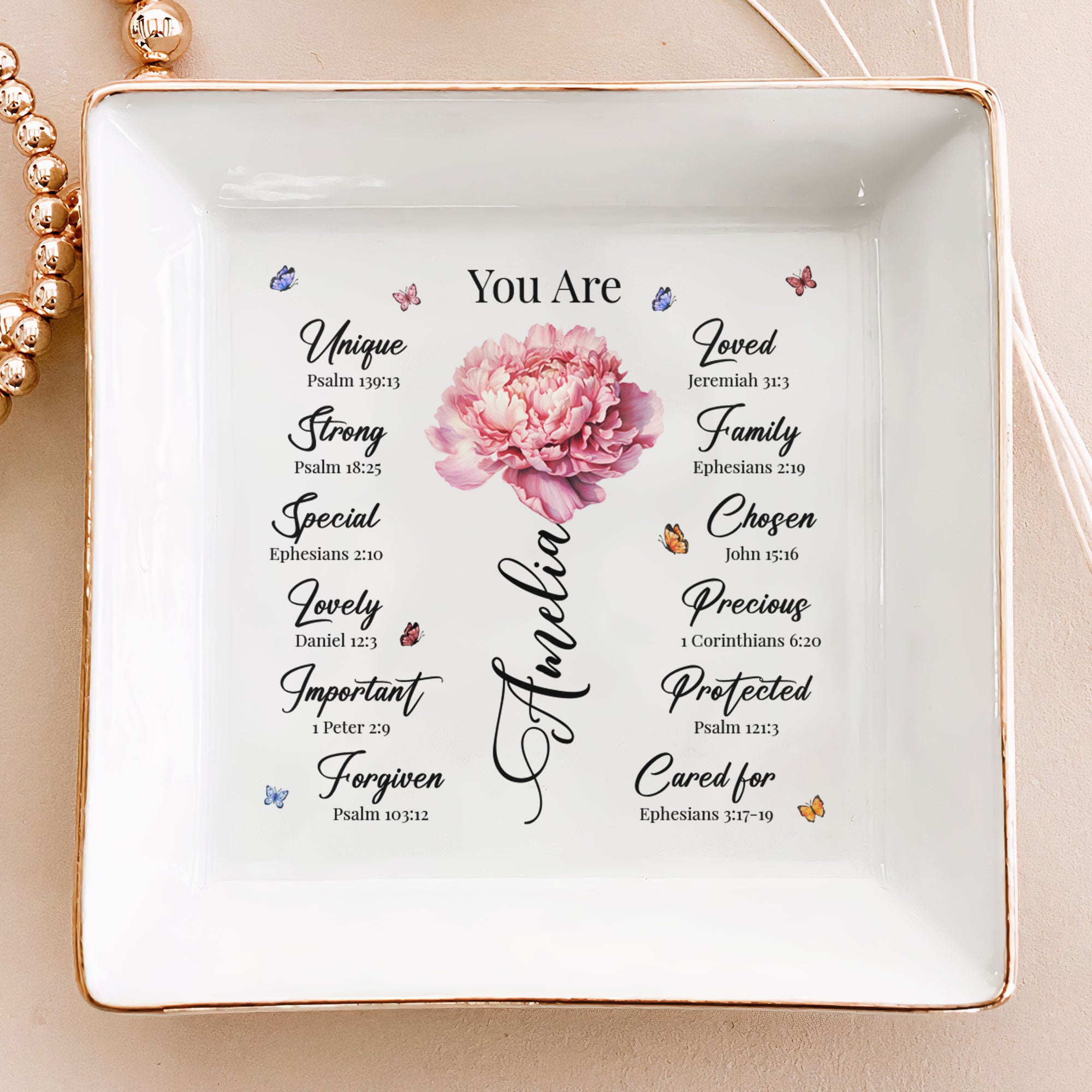 God Says You Are Custom Birth Flower – Personalized Jewelry Dish