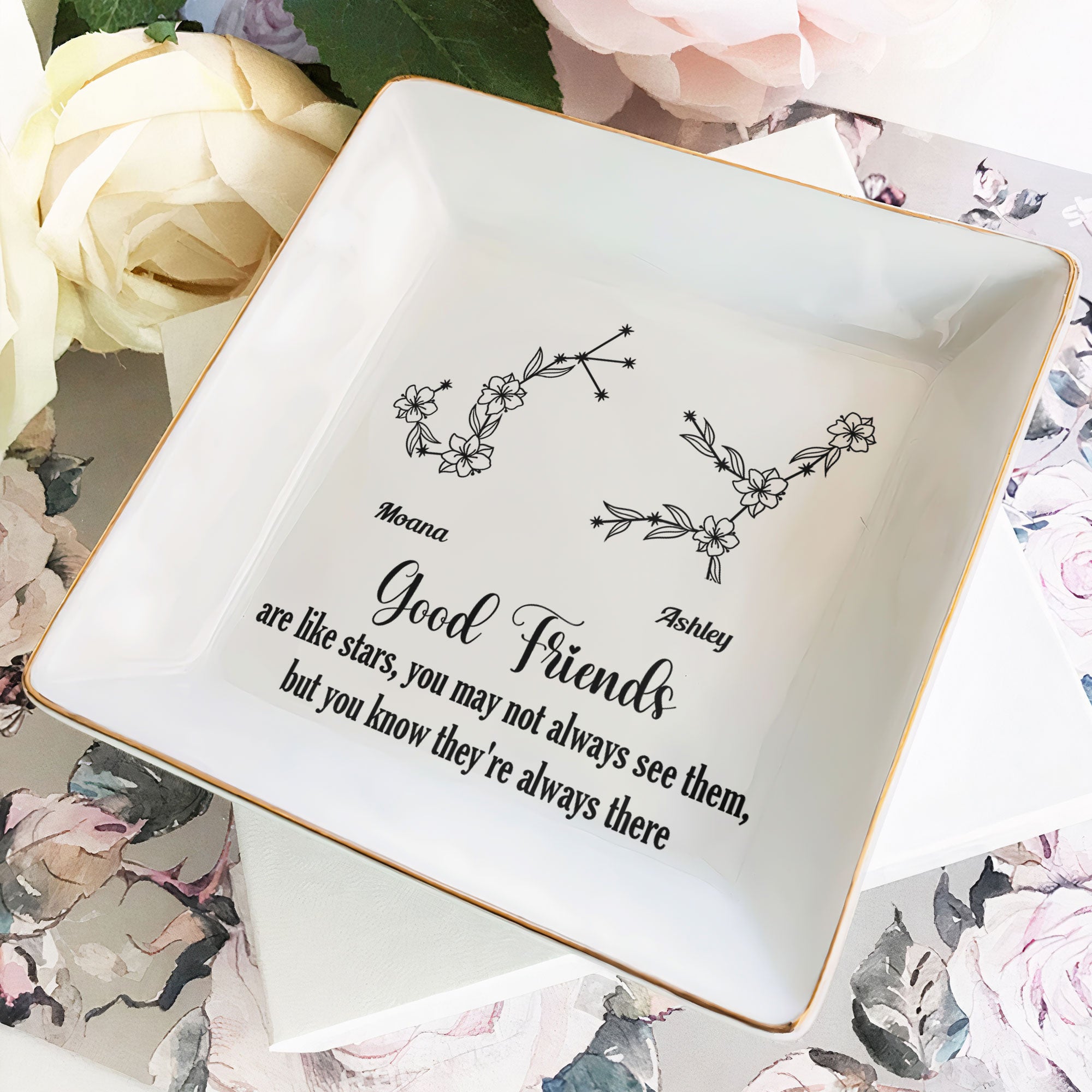 Good Friends Are Like Stars – Custom Zodiac Star – Personalized Jewelry Dish