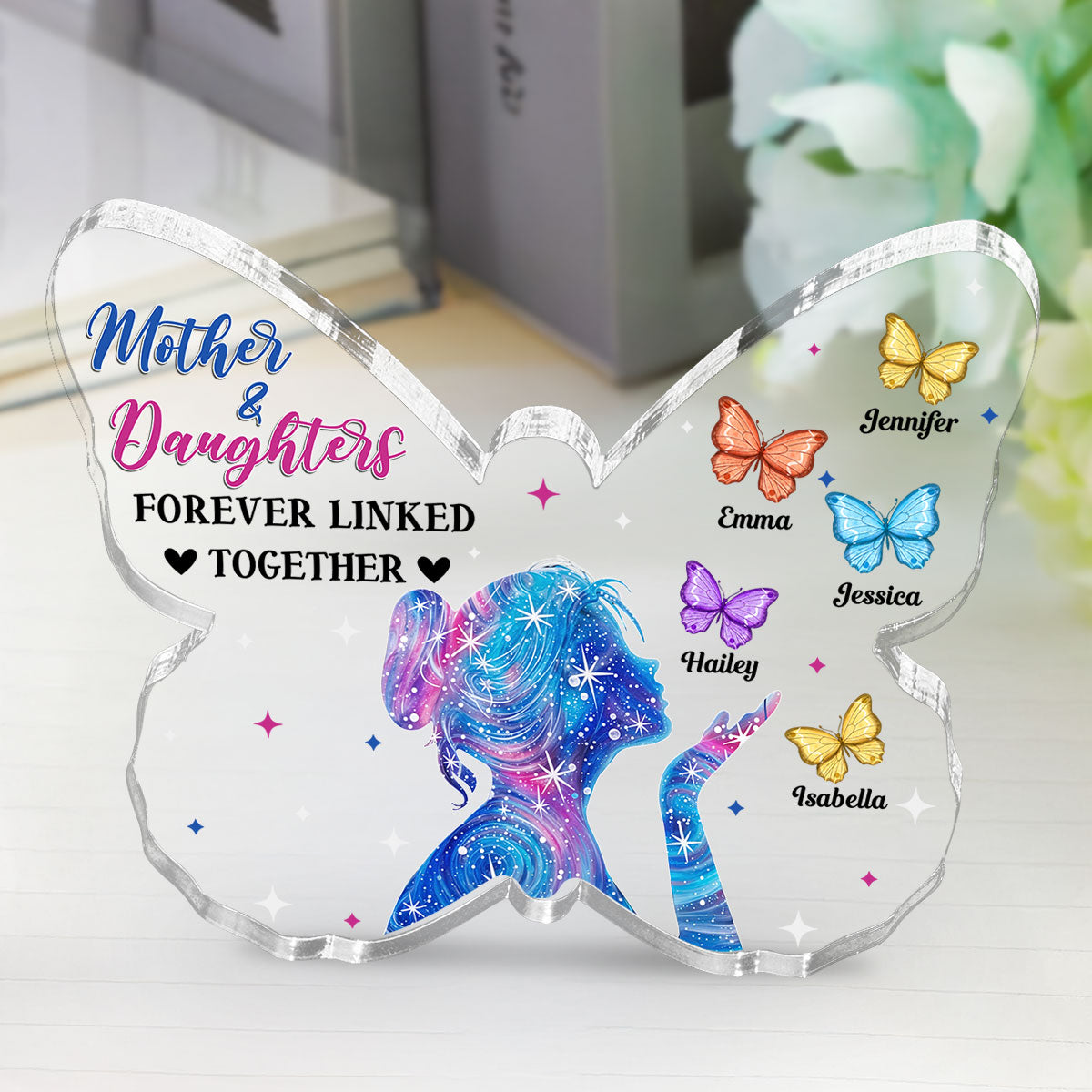 Mother And Daughters Forever Linked Together – Personalized Custom Acrylic Plaque