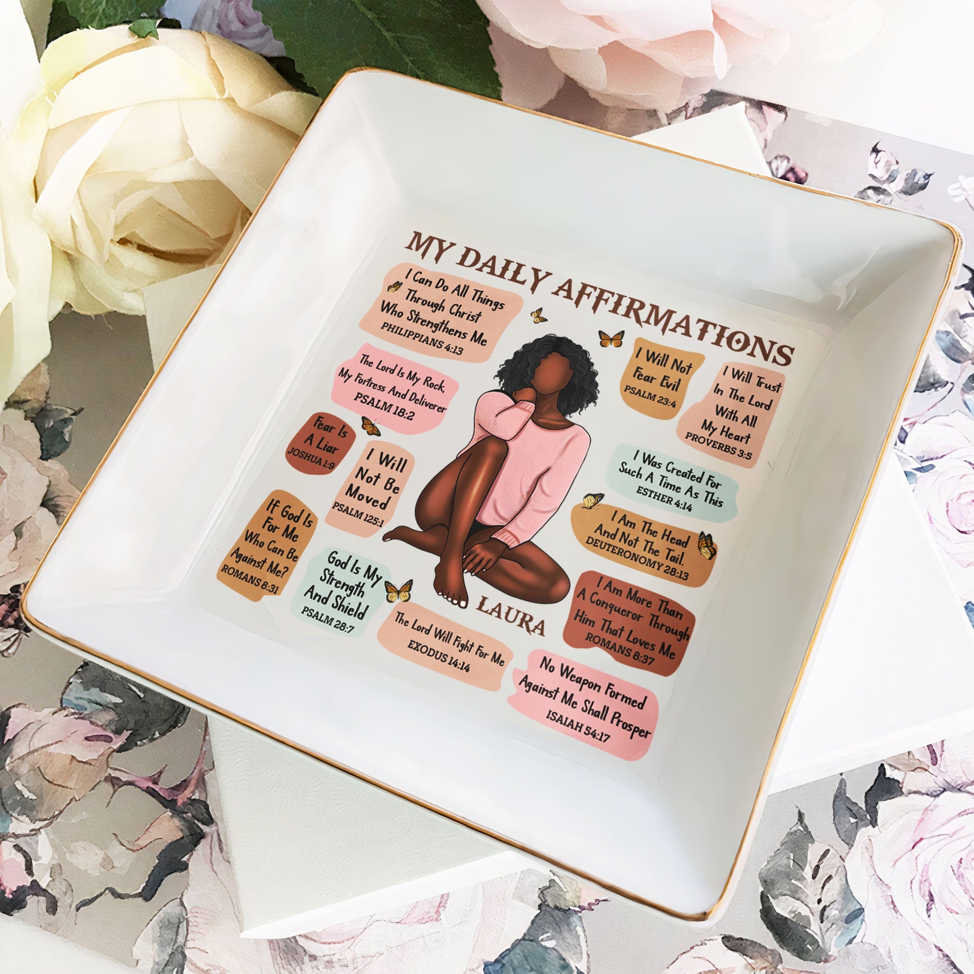 My Daily Affirmation Christian Bible Verse – Personalized Jewelry Dish