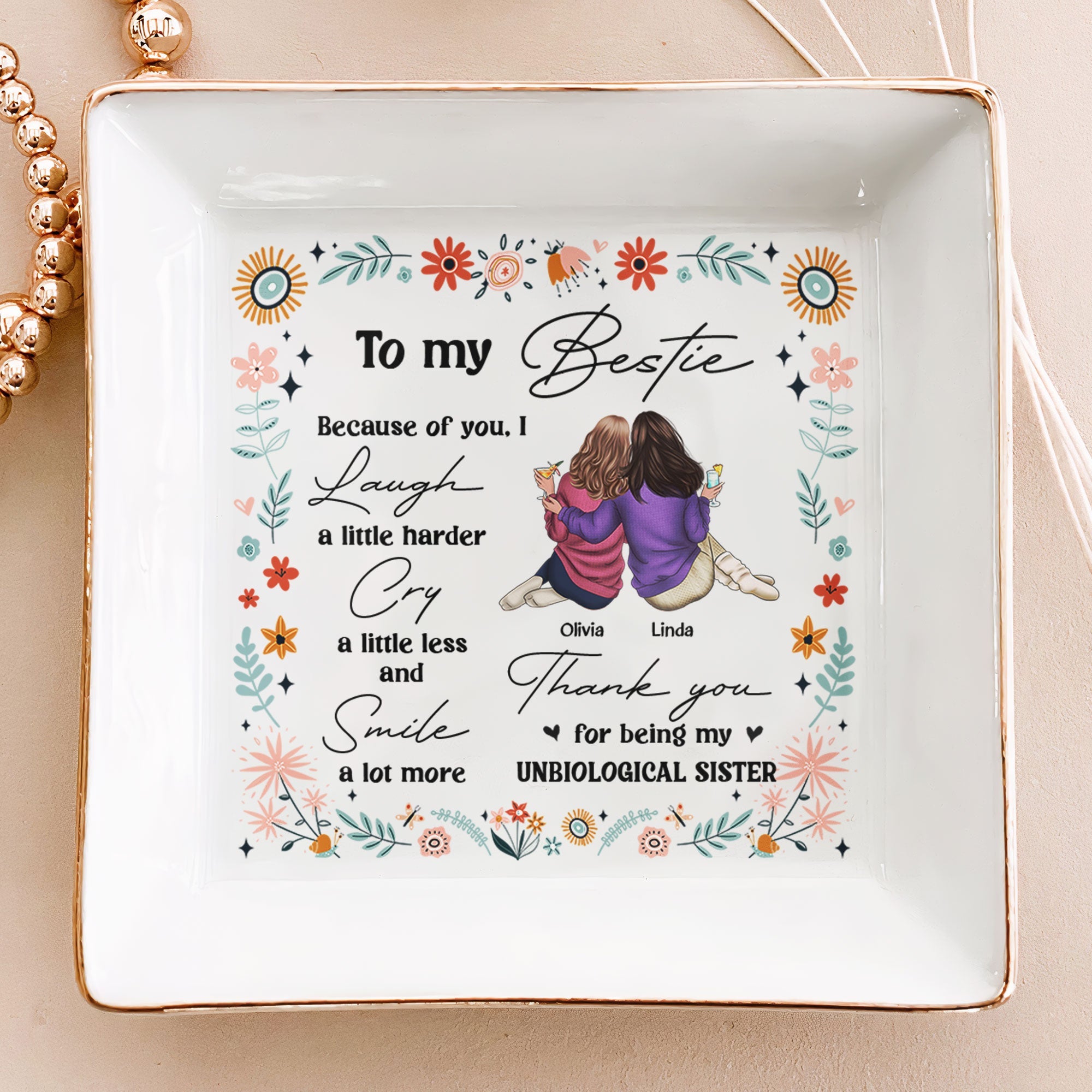 Thank You For Being My Unbiological Sister – Personalized Jewelry Dish