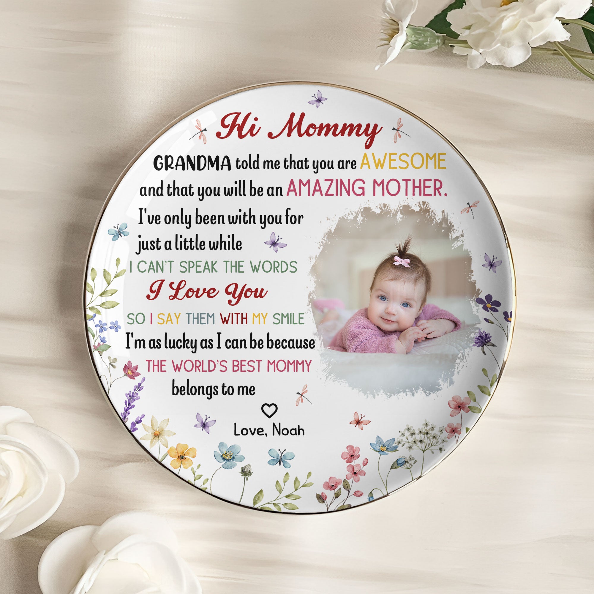 The Best Mommy Belongs To Me First Mom New Mom Gift Ver 2 – Personalized Photo Jewelry Dish